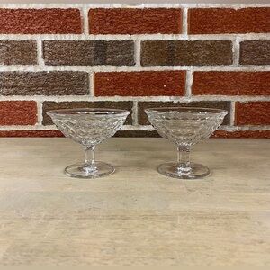 Vintage Set Of 2 Fostoria ‘American Clear Low’‎ Sherbet Glass Cubist 3 3/8”H